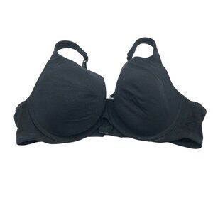 Cacique Lightly Lined Full Coverage Bra Black Cotton & Spandex 46C